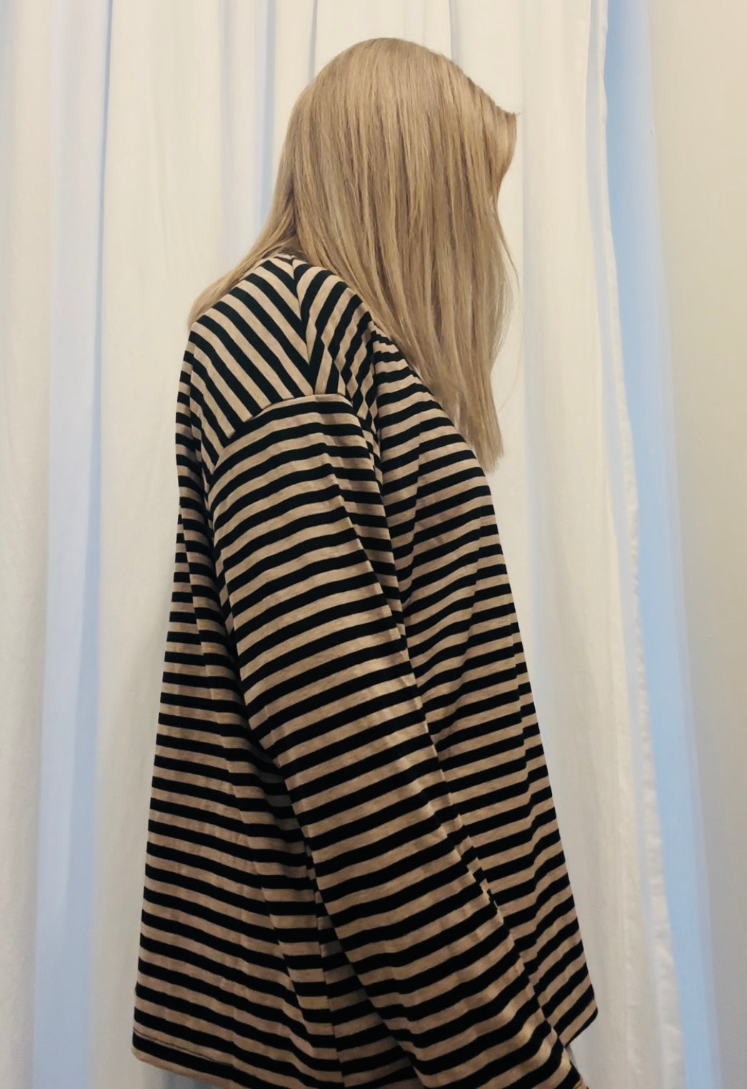 Stripe Long Sleeve / Black with Soft Oatmeal