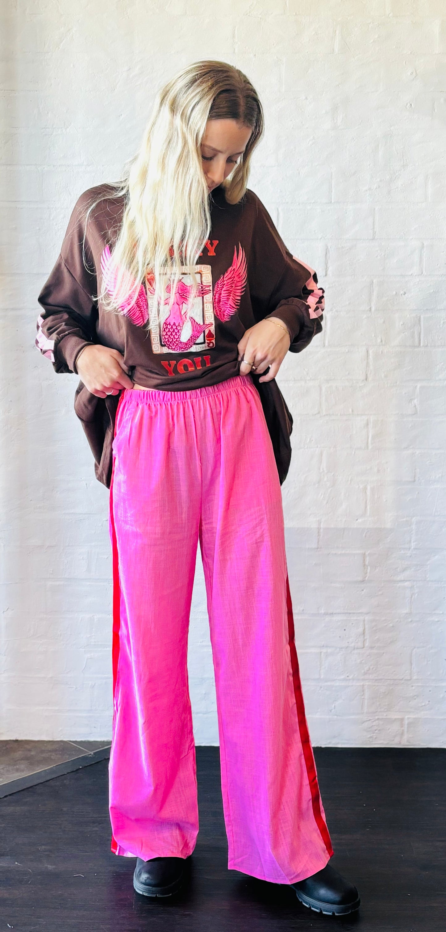 Pink Stripe Racer Pants