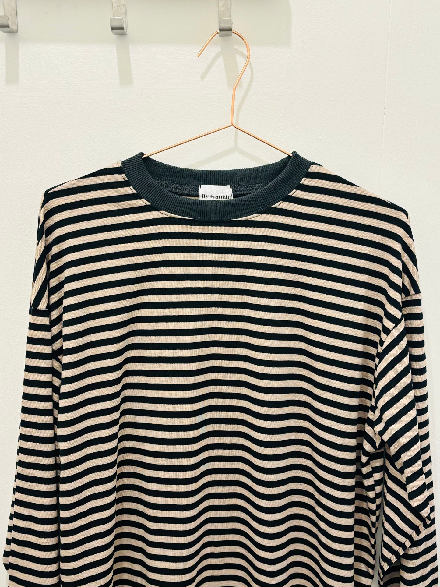 Stripe Long Sleeve / Black with Soft Oatmeal