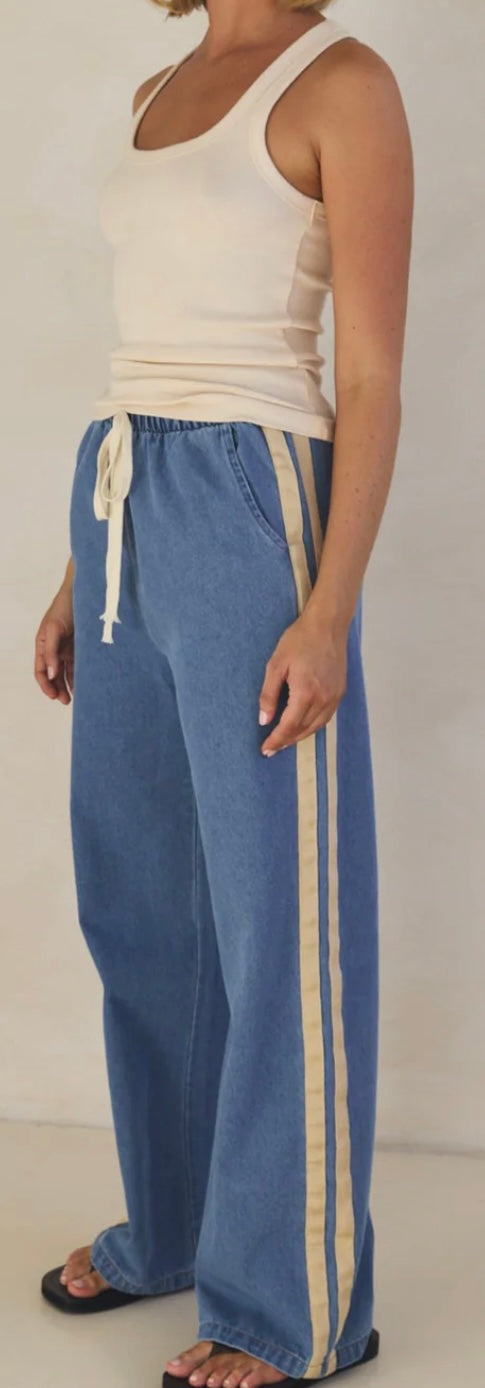 Denim Racer Pants Light Blue