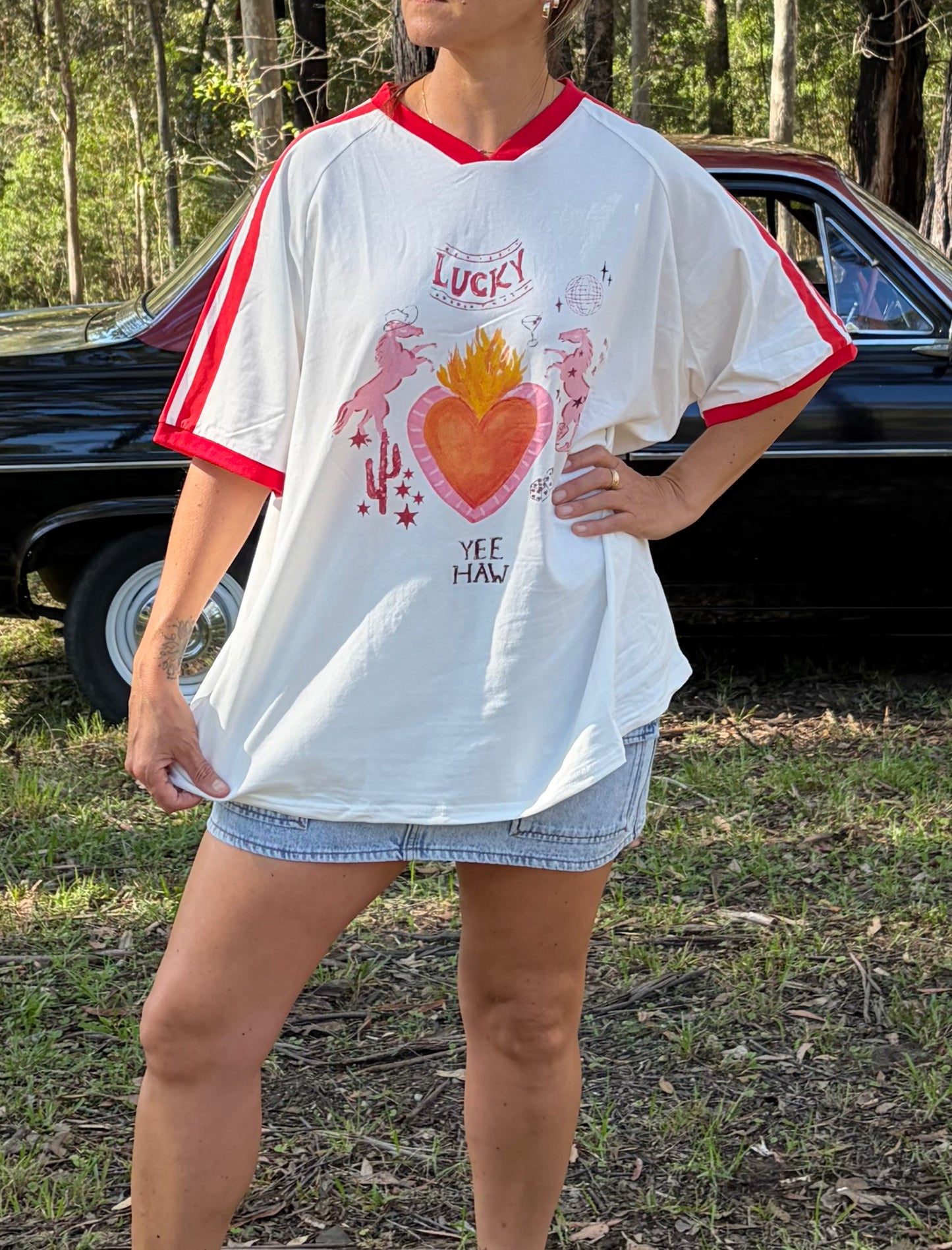 Lucky Yeehaw Tee in White
