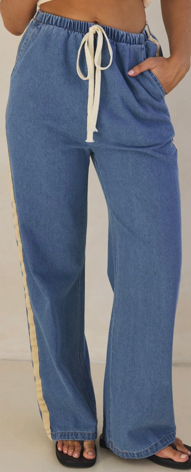 Denim Racer Pants Light Blue