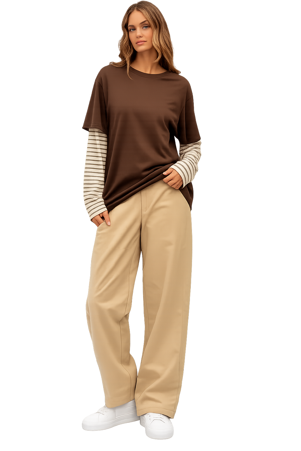 Paperheart - Brown/Cream Long Sleeve Tee