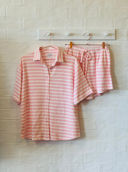 Pink/white stripe short & top set