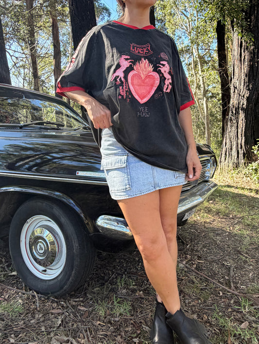 Lucky Yeehaw Tee in Black