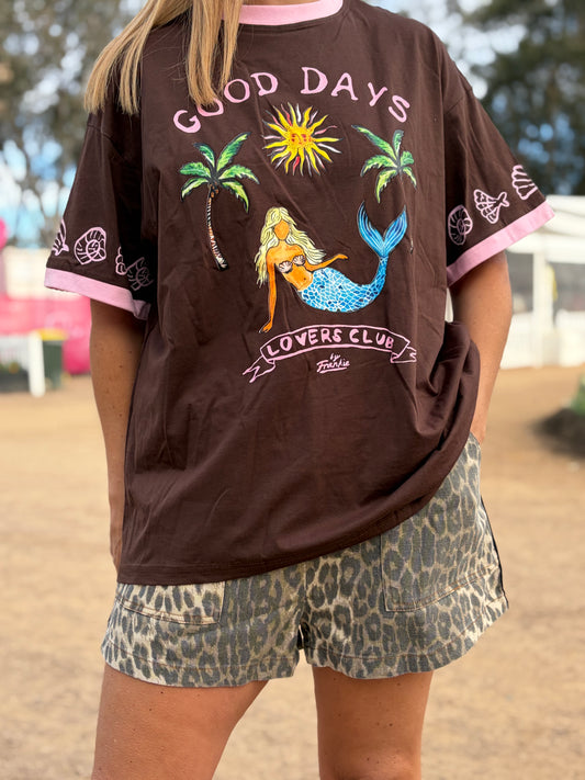 Good Days Tee Chocolate/Pink