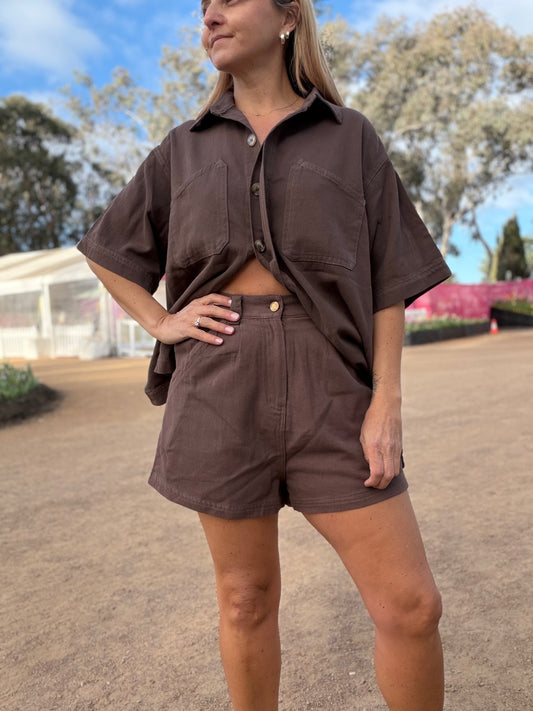 By Frankie April denim set Chocolate