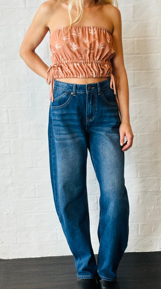 Barrel Leg Dark Denim Jean