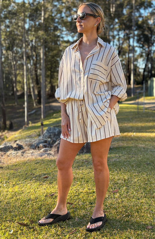 Sunday Stripe Set in cream