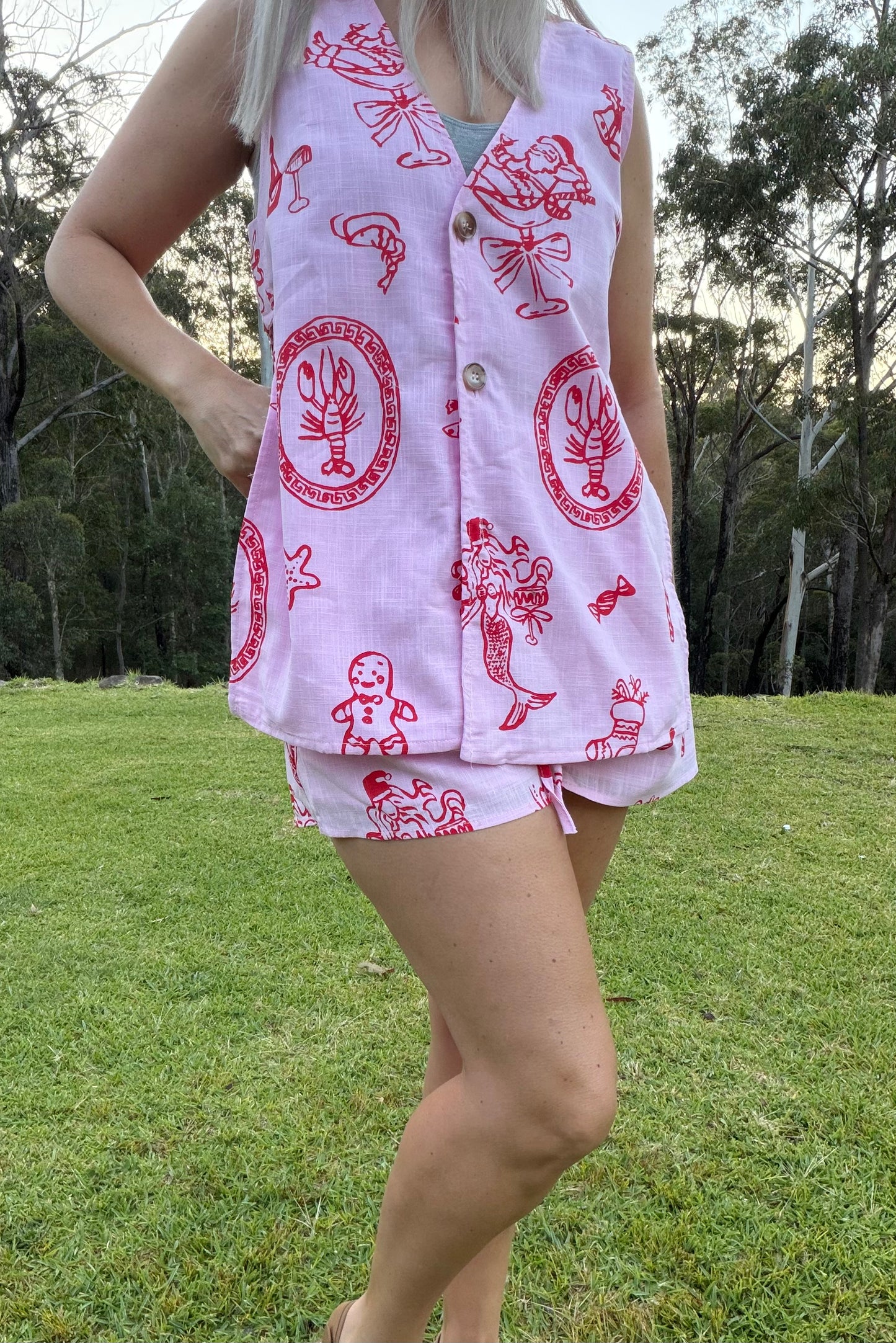 Jingle Vest Set Pink