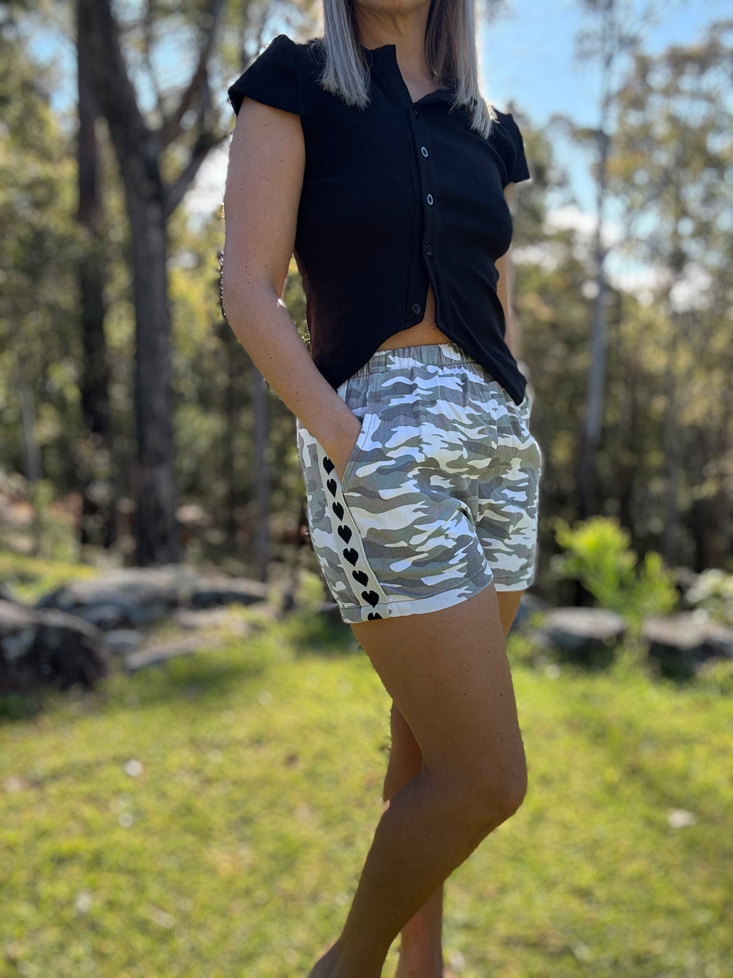 Light Camo Heart Racer Shorts