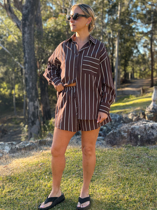 Sunday Stripe Set in Chocolate