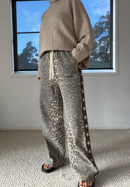 Leopard Star Racer Pants
