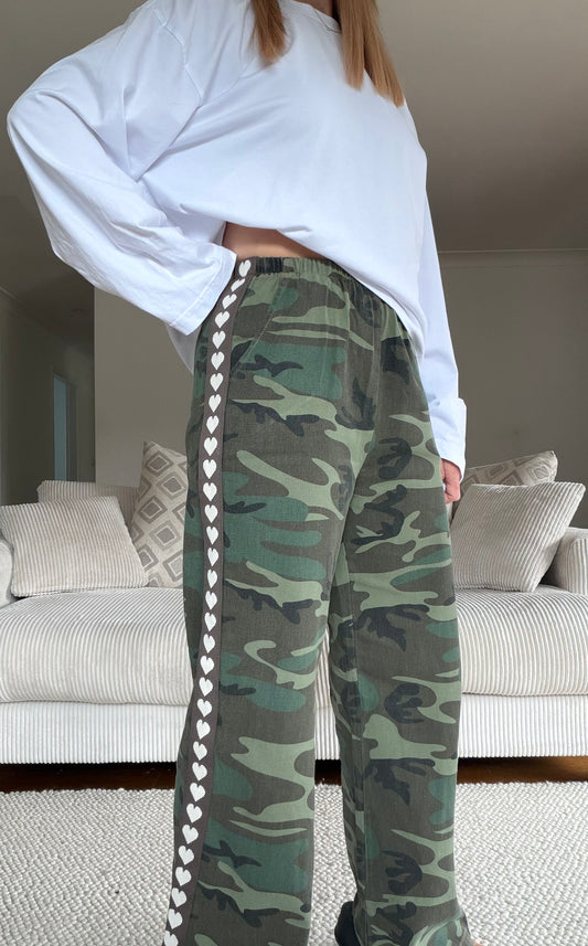 By Frankie Camo Heart Racer Pants
