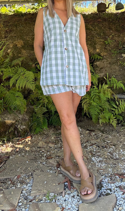 Amber Gingham Set in Sage
