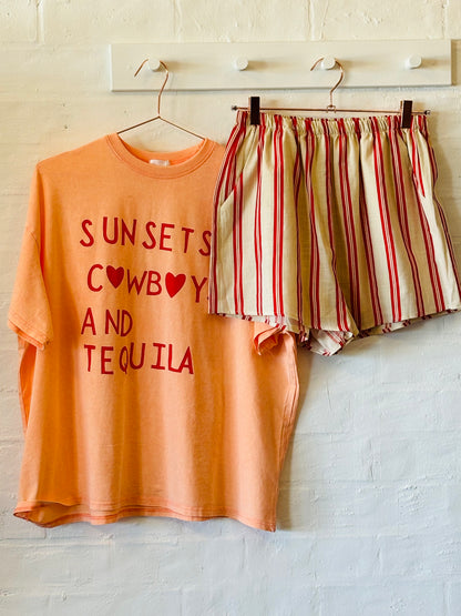 Sunsets cowboys and Tequila tee