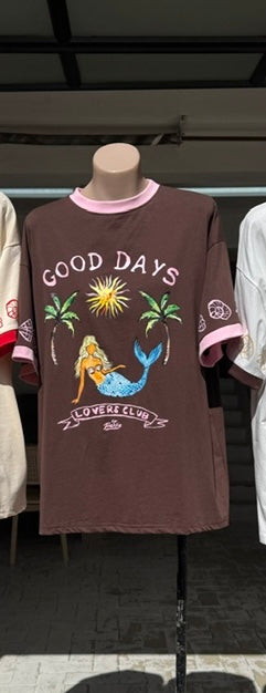 Good Days Tee Chocolate/Pink