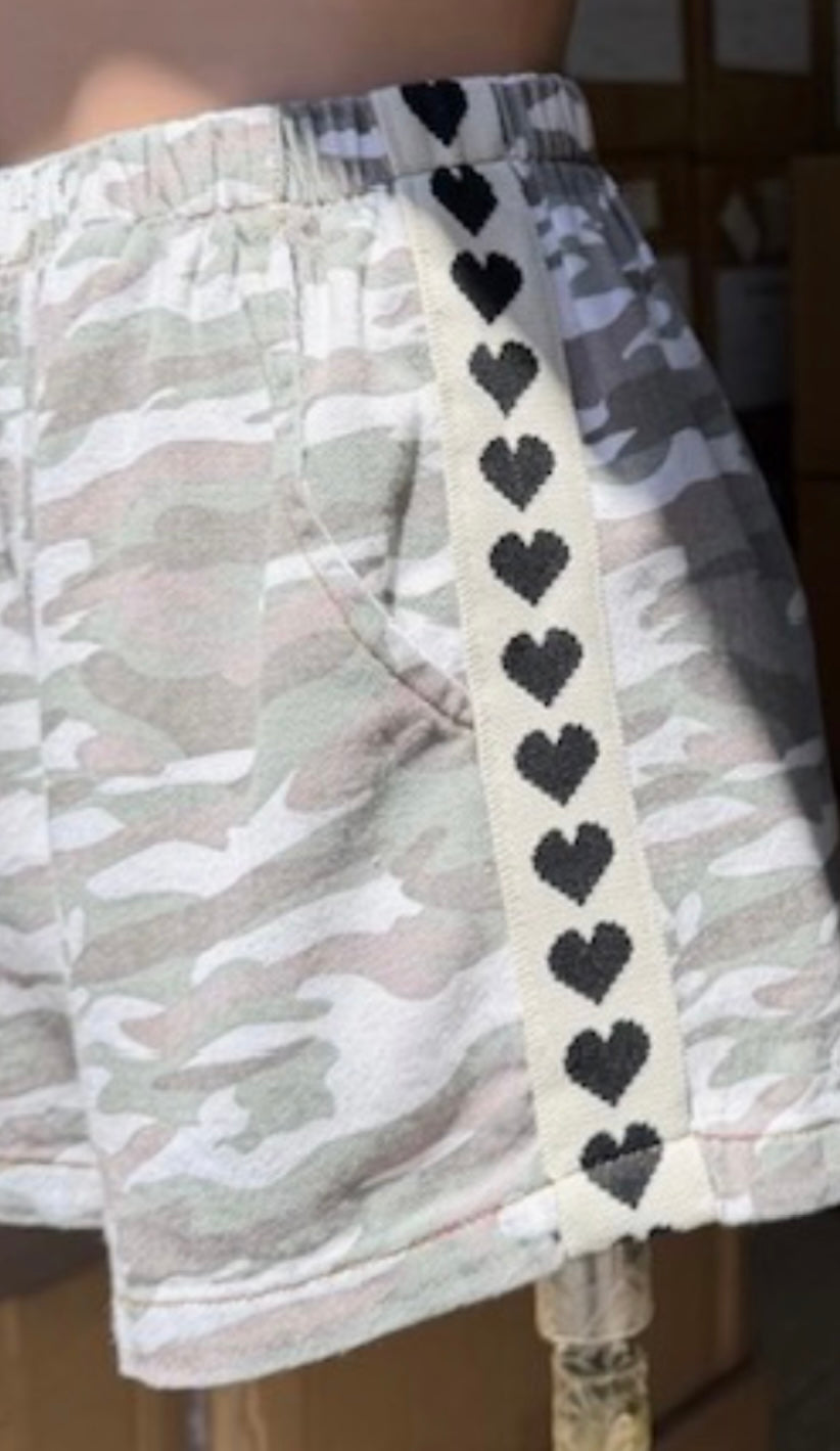 Light Camo Heart Racer Shorts