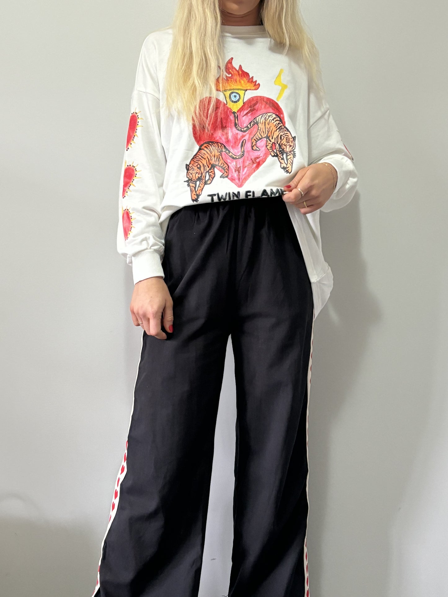 Black Heart  Racer Pants