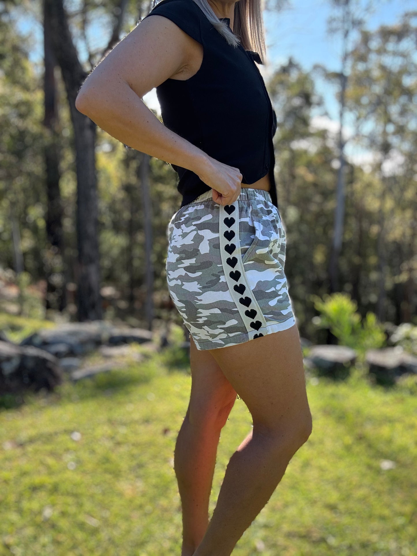 Light Camo Heart Racer Shorts