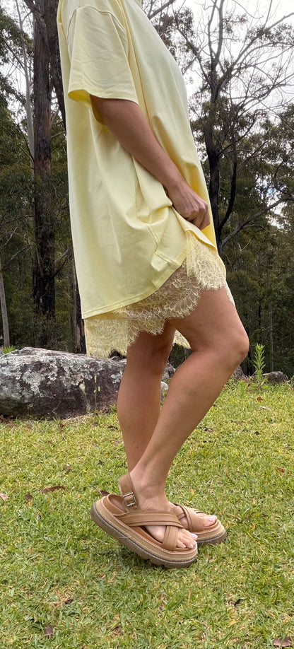 Lane Tee Dress in Butter