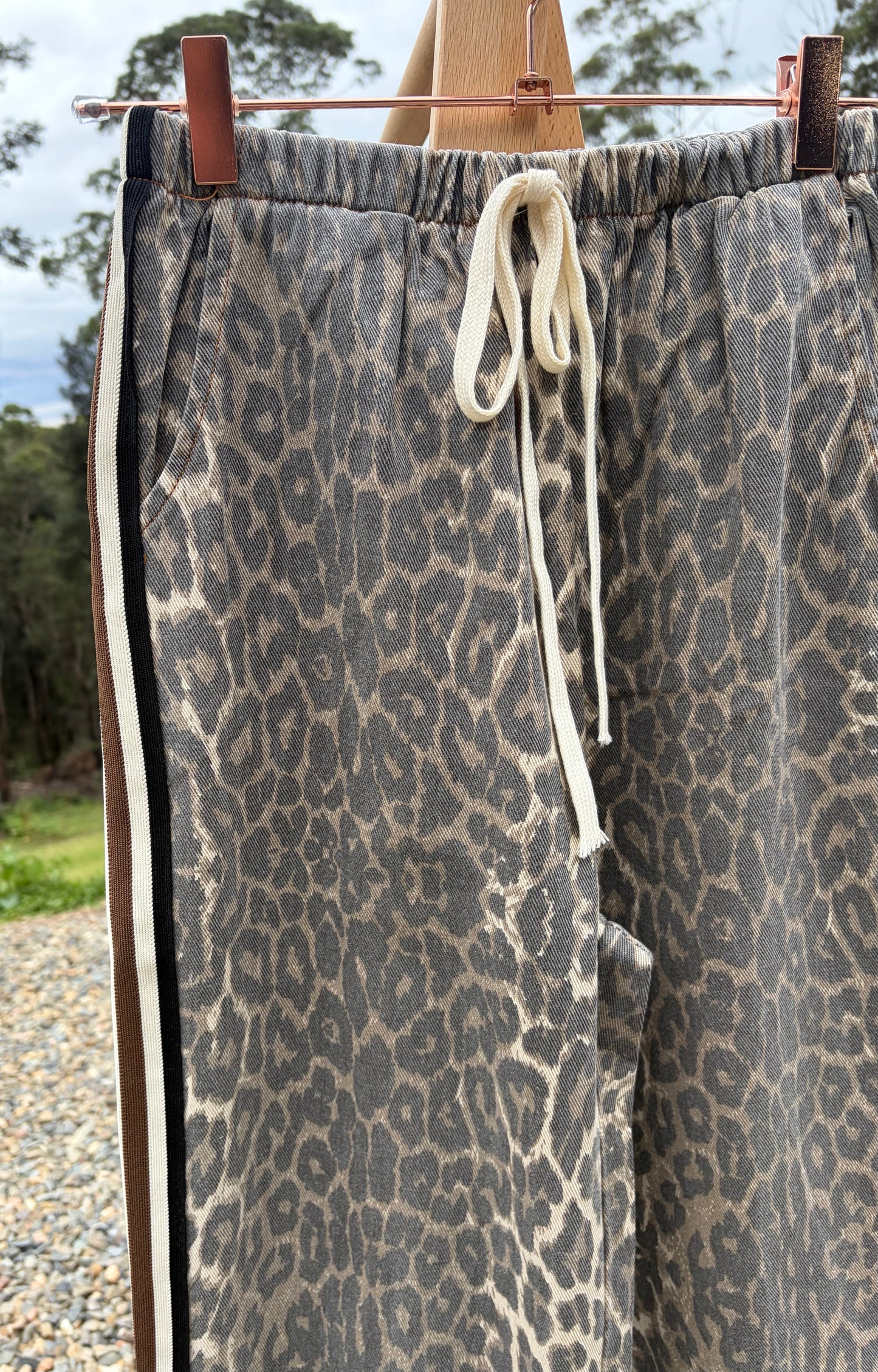 Leopard Racer Pants with brown side panel