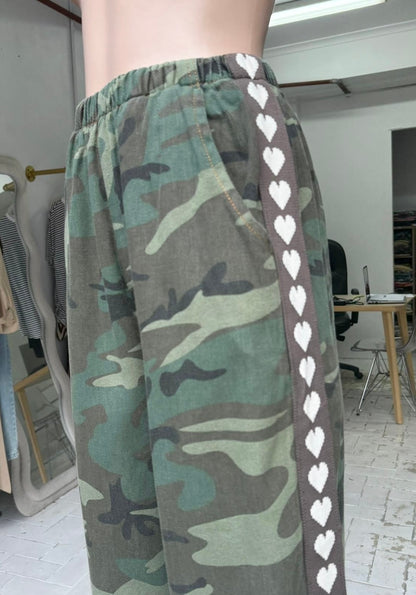 By Frankie Camo Heart Racer Pants Stars