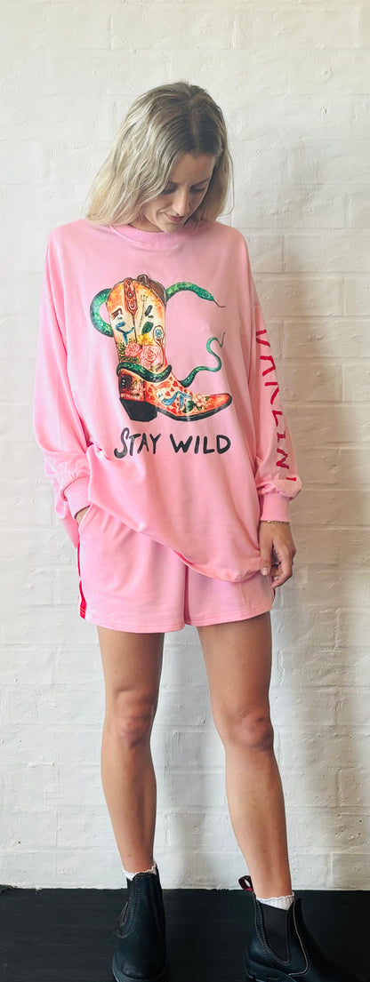 Stay wild Pink Racer Short