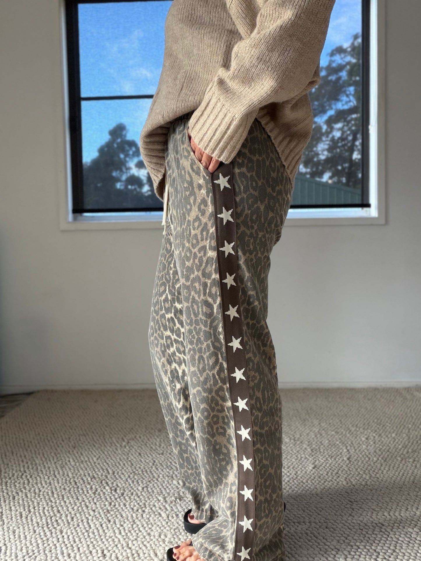 Leopard Star Racer Pants