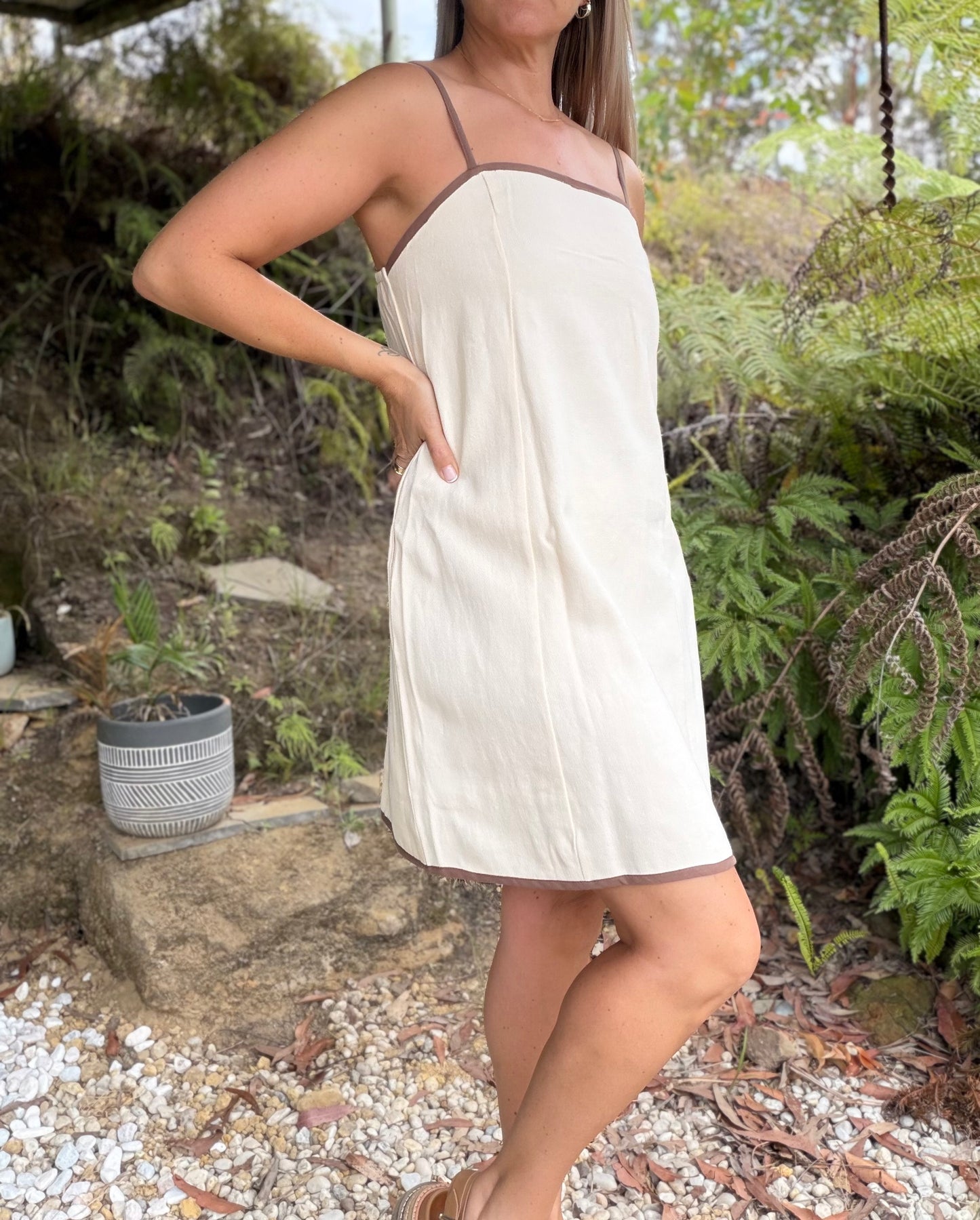 Sol Denim Dress in Cream