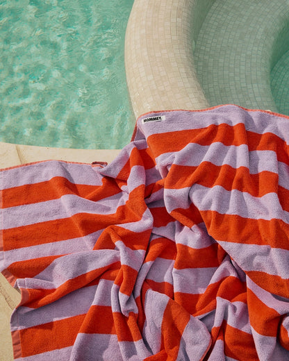 Beach Towel - Grapefruit Stripes