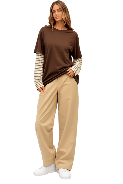 Paperheart - Brown/Cream Long Sleeve Tee