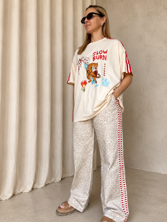 Cream Heart Leopard Racer
