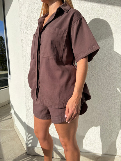 By Frankie April denim set Chocolate