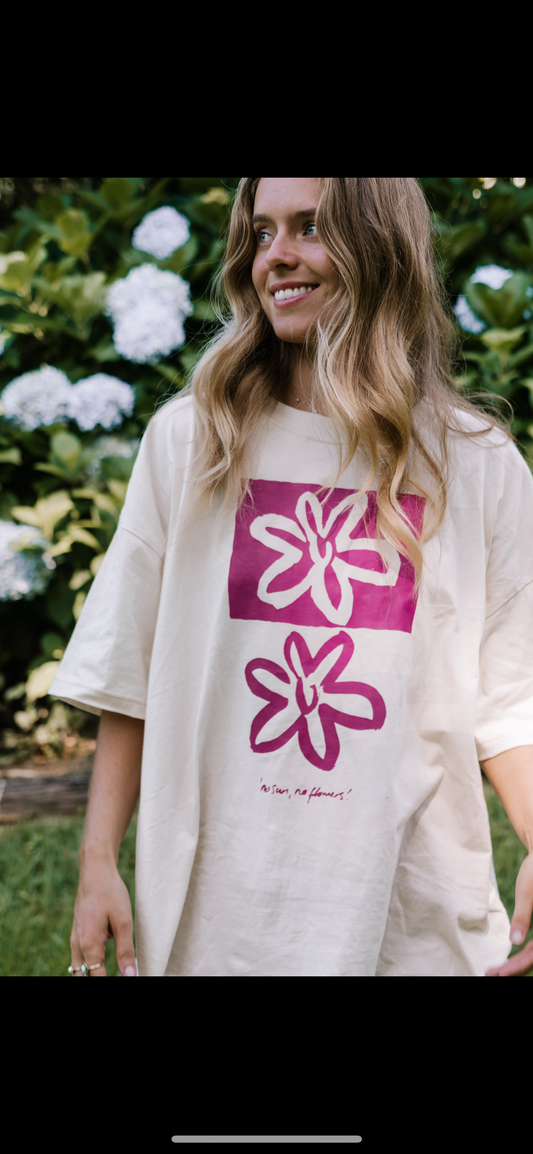 Fleur Tee Cream Magenta