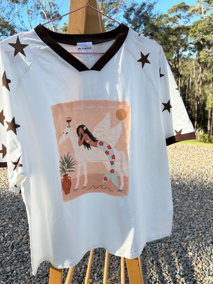 The World Needs Your Magic Tee White/Chocolate