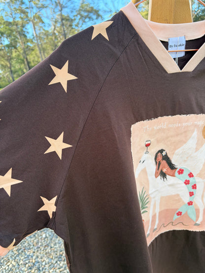The World Needs Your Magic Tee Chocolate/Peach