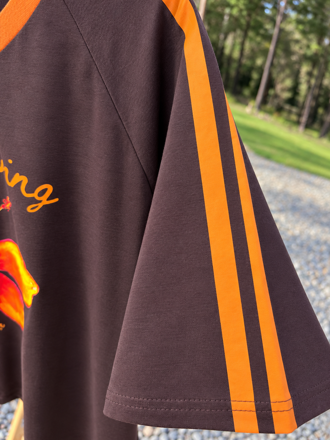 Slow Living Tee in Chocolate/Orange