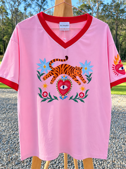 Tiger Eye Tee in Pink