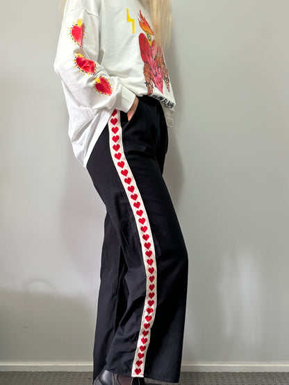 Black Heart  Racer Pants