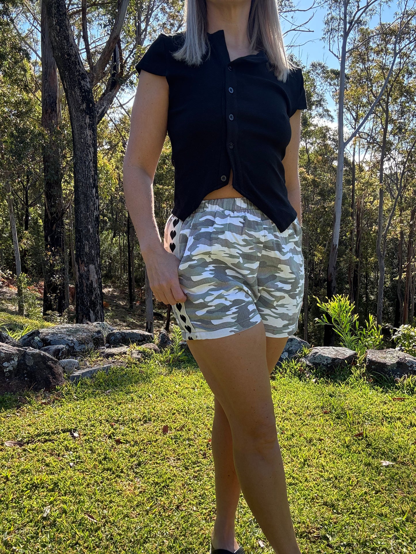 Light Camo Heart Racer Shorts