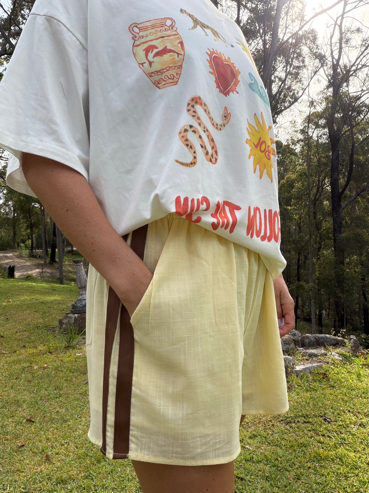 Lemon stripe Racer Shorts